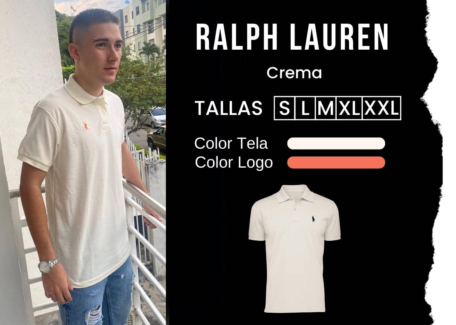camiseta Ralph Lauren polo hombre tienda olevan color crema