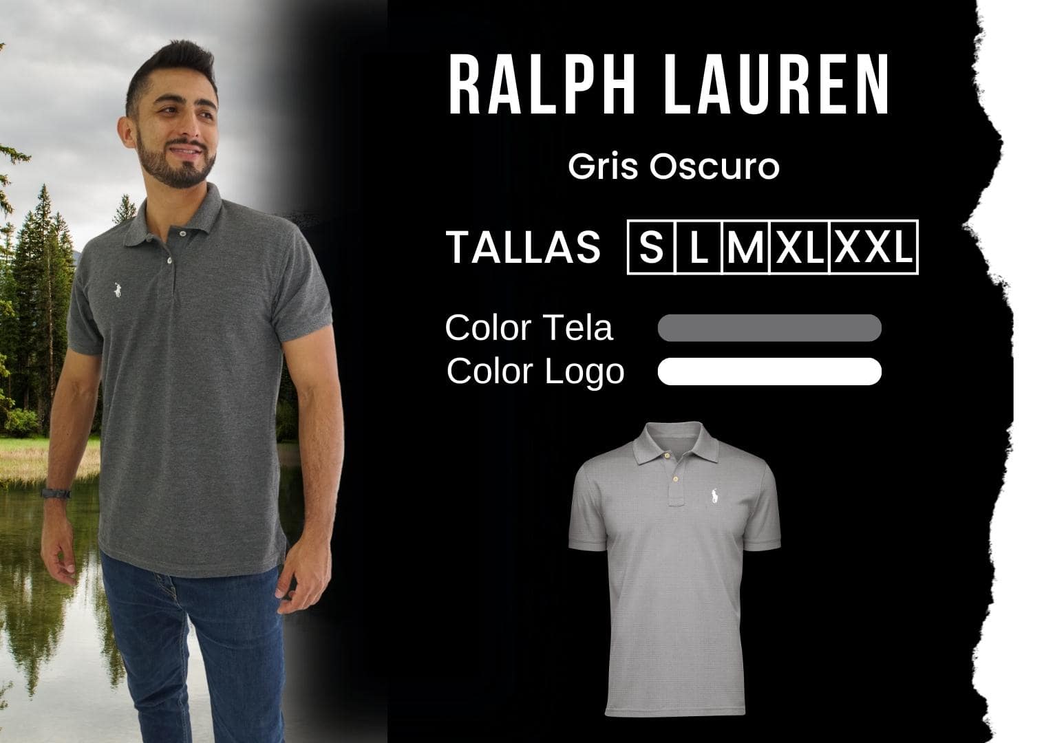 camiseta Ralph Lauren polo hombre tienda olevan color gris oscuro