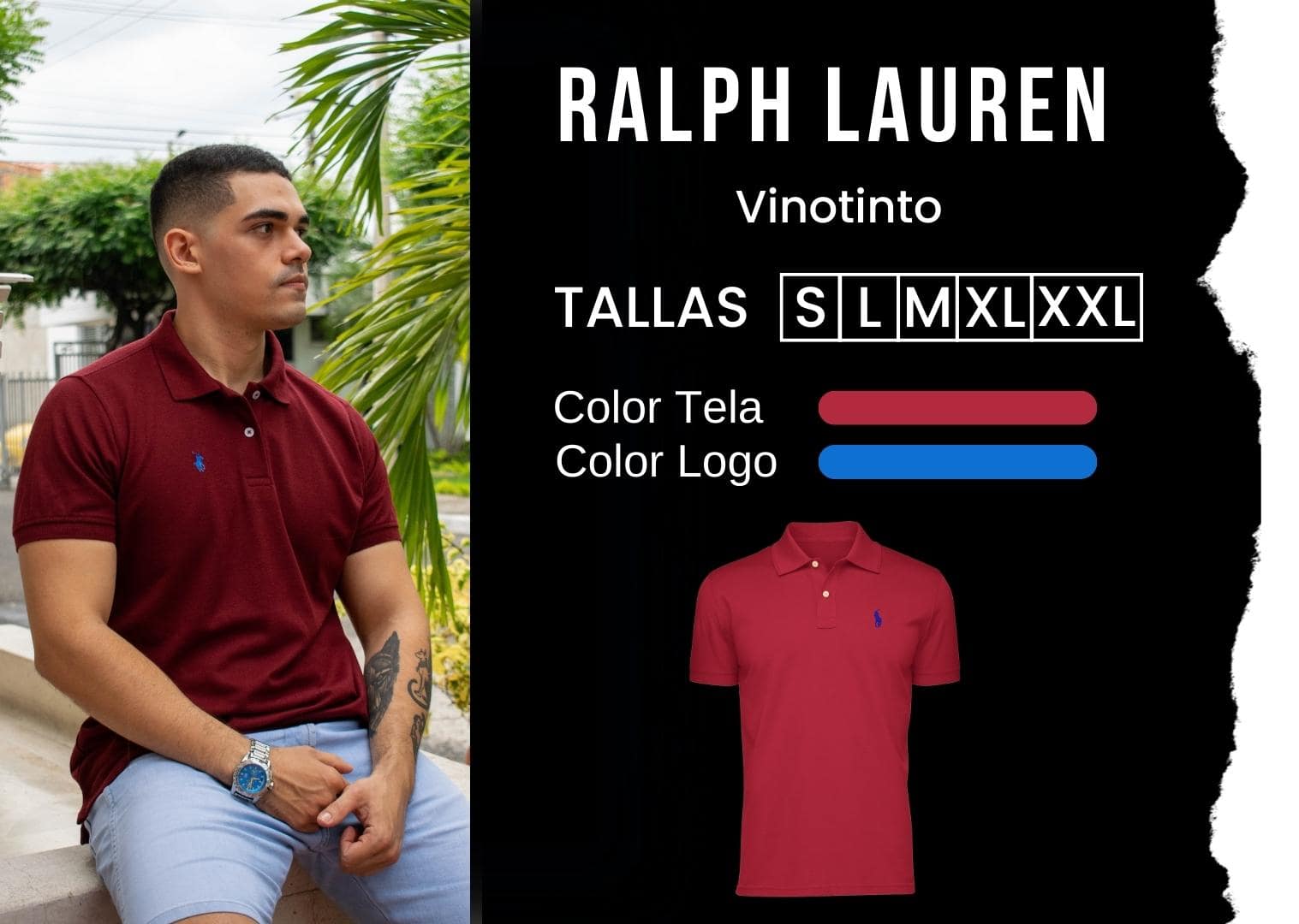 camiseta Ralph Lauren polo hombre tienda olevan color vinotinto