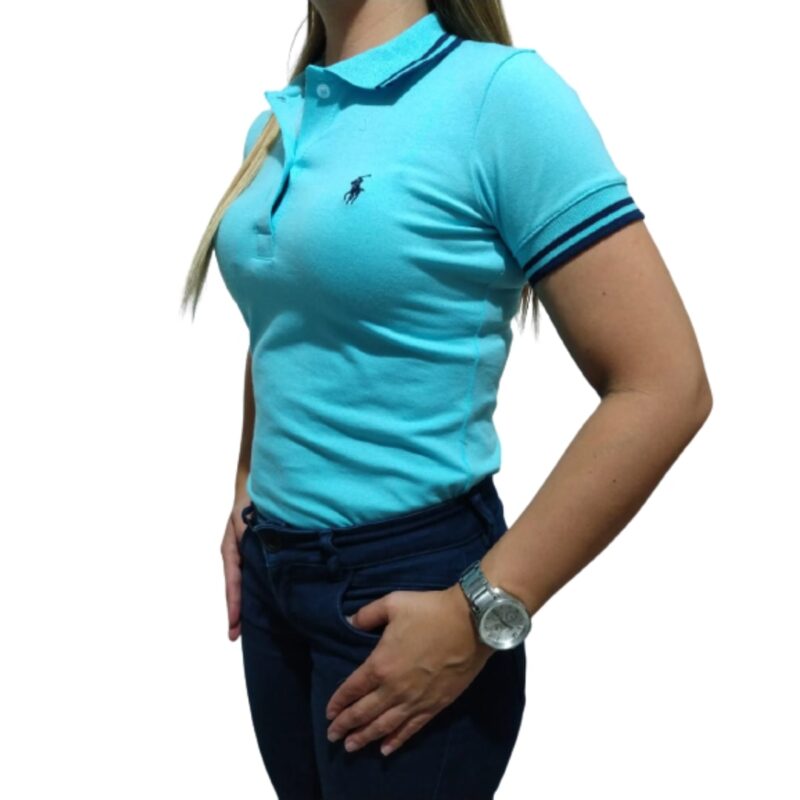 camiseta polo dama tienda olevan moda colombiana color azul claro 2