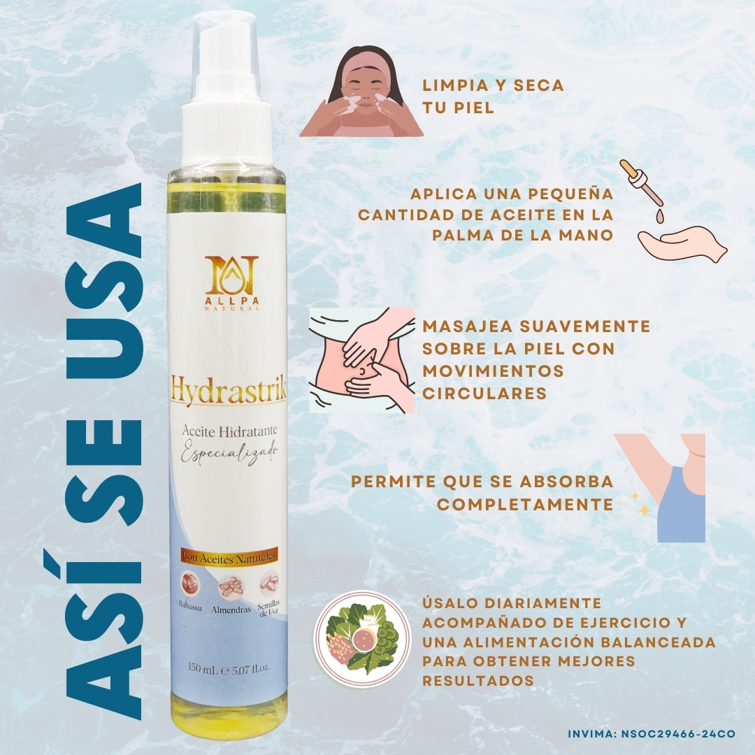 Hydrastrik Aceite Hidratante Anticelulitis y Antiestrias 3 Modo de uso HYDRASTIK tienda olevan